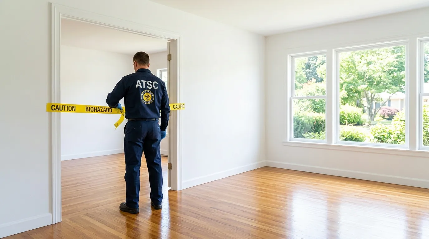 Certified biohazard cleanup crew performing Crime Scene Cleanup in Nuevo